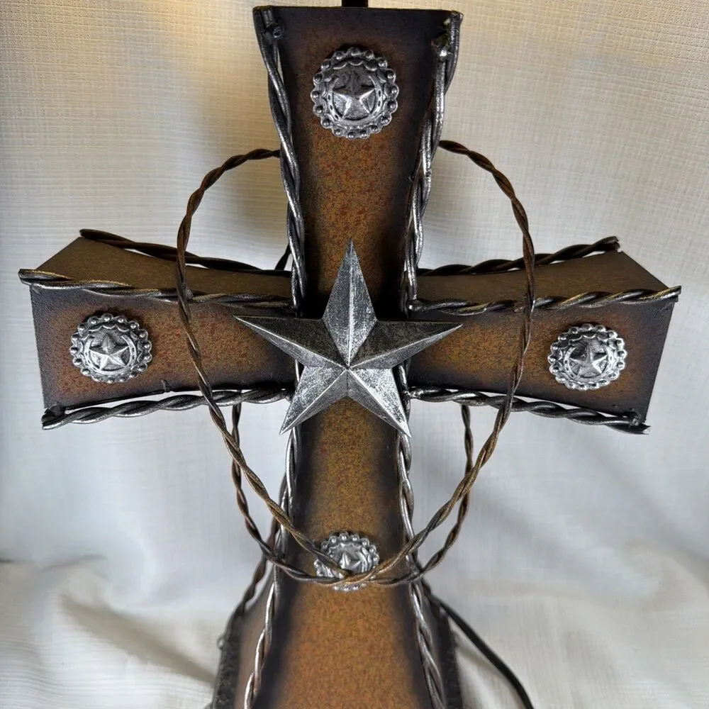 Rainbow Inc. Dallas TX Rustic Western Cross Table Lamp (Model RA1373)